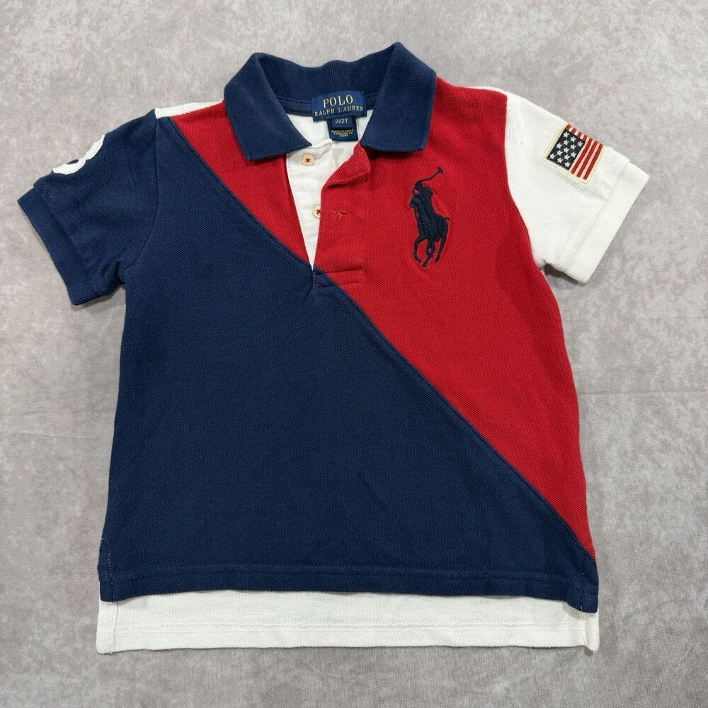 Polo Ralph Lauren Shirt Polo Toddler Boys 2 T Blue Big Pony USA Patch
